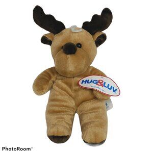 NWT Hug & Luv Brown Moose Plush Stuffed Animal 10"
